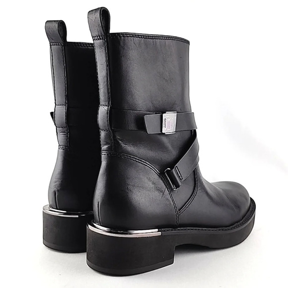 NWT DKNY Women's Taeta Black Leather Zip Moto Chunky Short Boots Size 8.5M - Picture 6 of 16